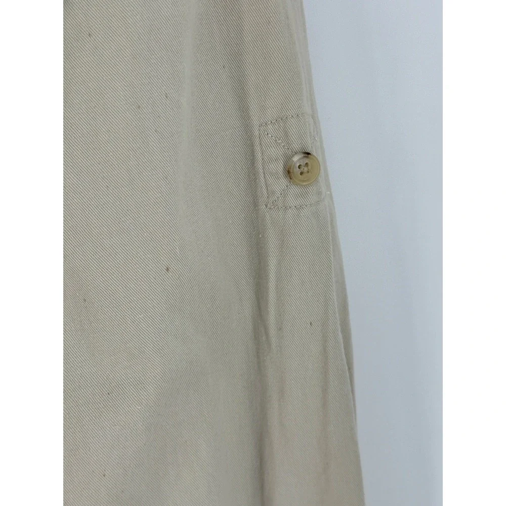 Banana Republic Vintage Mens Khaki Cotton Twill Roll Tab Safari Work Shirt Tan S